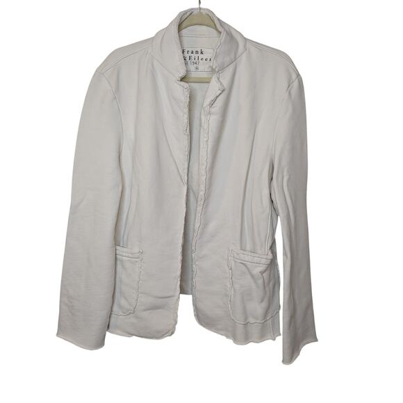Frank & Eileen Tee Lab Dublin Cotton Open Front Sweatshirt Blazer White Size XL - Picture 1 of 5
